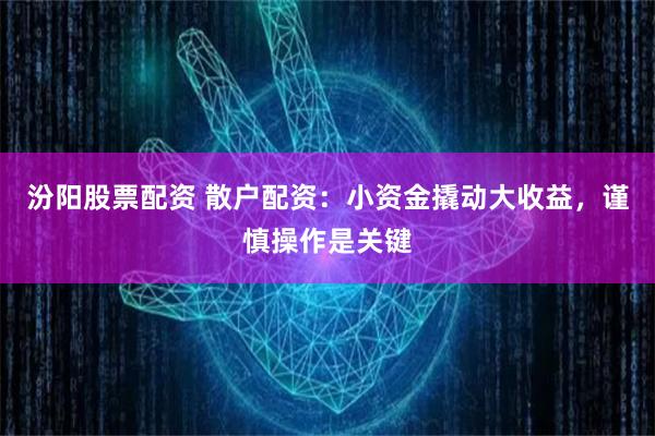 汾阳股票配资 散户配资：小资金撬动大收益，谨慎操作是关键